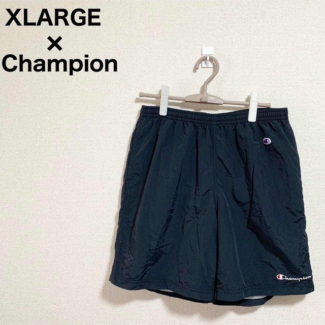 XLARGE × Champion コラボ ショートパンツ メンズL 黒 ロゴ