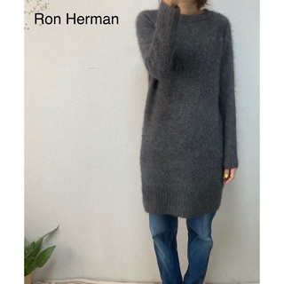 ロンハーマン(Ron Herman)の美品ロンハーマンふわふわウールニットワンピース／チャコールグレー ウール100％(ひざ丈ワンピース)