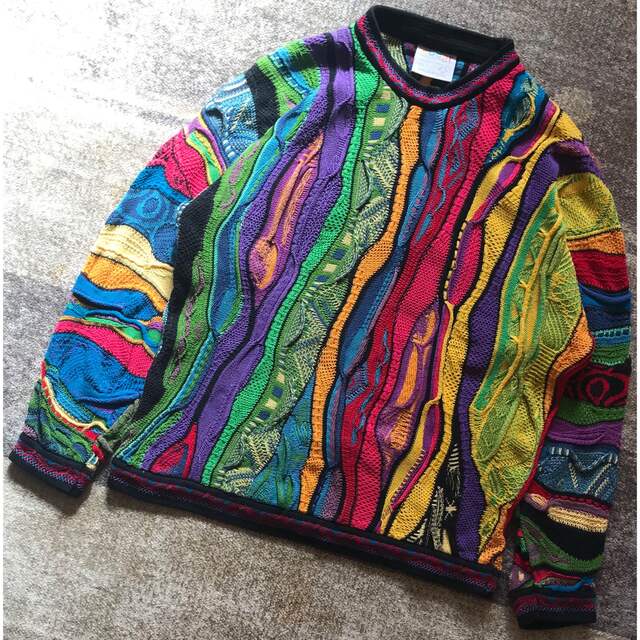 メンズ鮮やかなカラー配色 芸術 90's COOGI コットン ニット セーター SS