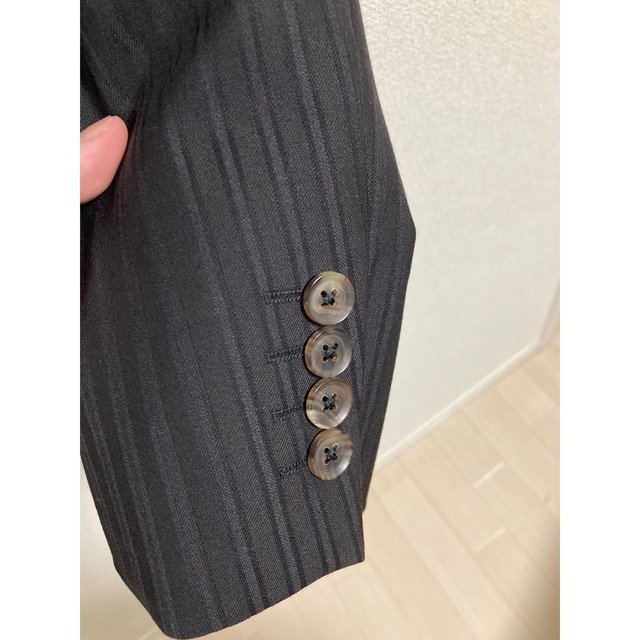 オーダースーツ スリーピース 美品 黒 ストライプ オーダースーツ スリーピース 美品 黒 ストライプ