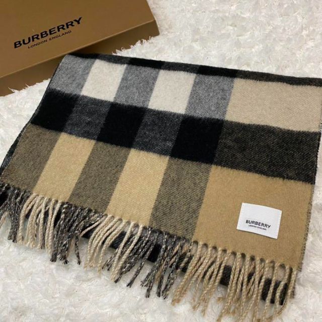 ✨極美品✨BURBERRY マフラー TBロゴ ノバチェック カシミア100% ftik