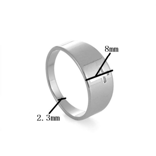 クロス リング シルバー 12.5号 くり抜き ステンレス 指輪 十字架 レディースのアクセサリー(リング(指輪))の商品写真