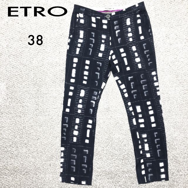 エトロ ストレッチパンツ 38/ETRO 総柄 テーパード レーヨン 薄手