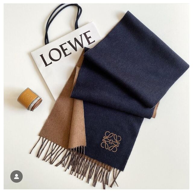 【LOEWE】バイカラー ロエベ マフラー スカーフ (ウール\u0026カシミヤ)