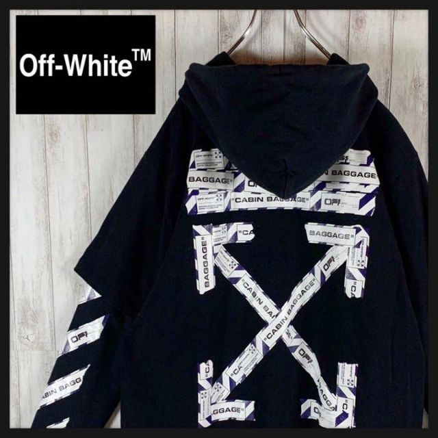 即完売モデル】OFF-WHITE 確実正規品 クロスアロー 両面ロゴ パーカー-