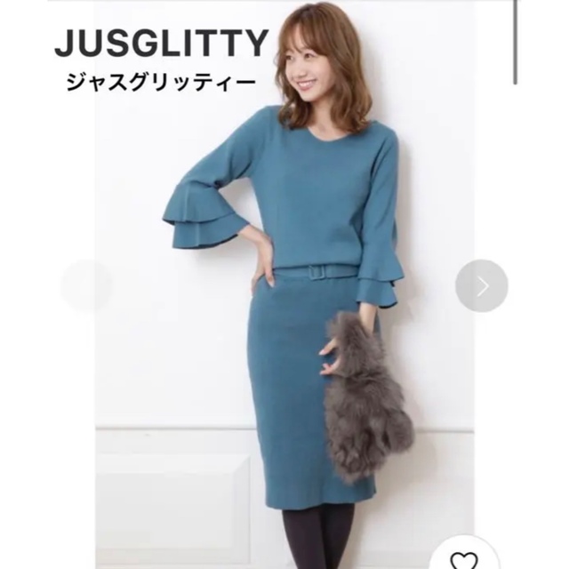 おトク JUSGLITTY ジャスグリッティー 袖フレアタイトニットワンピース ...