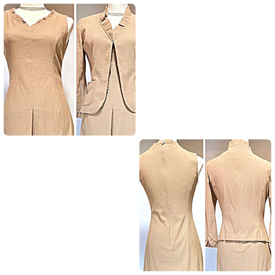 FRANCO FERRARO(フランコフェラーロ)の美品 フランコフェラーロ セットアップ ワンピーススーツ ギャザー 伸縮性 レディースのフォーマル/ドレス(スーツ)の商品写真