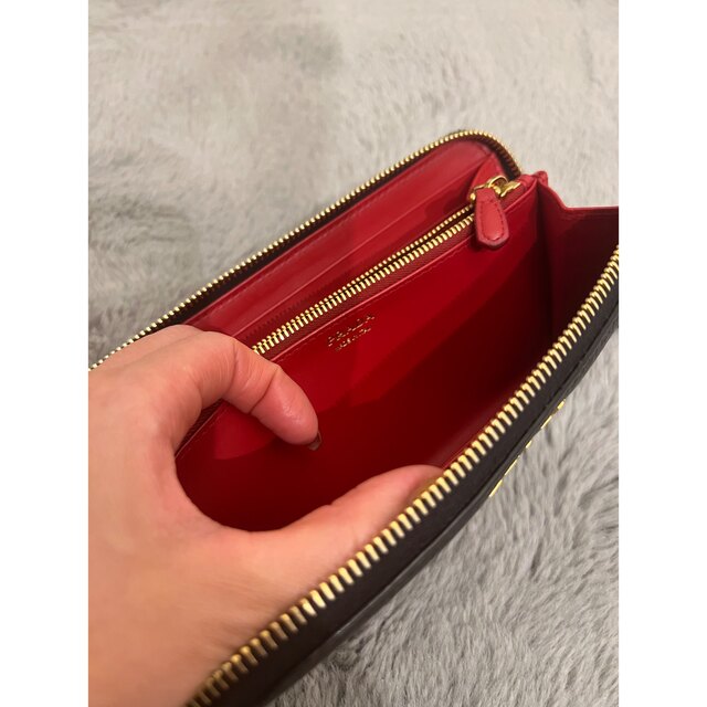 希少レア品！PRADA/黒×赤×ゴールドファスナー/ラウンドファスナー