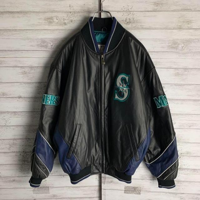 MARINERS】 レザージャケット オールレザー 刺繍ロゴ 希少