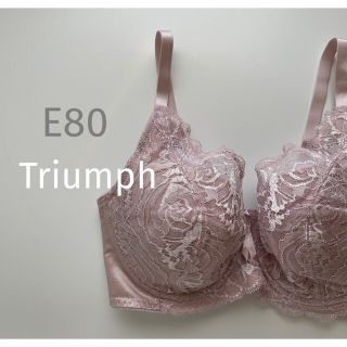 トリンプ(Triumph)のトリンプ  E80 ピンク　フルカップブラ　レースブラ　大きいサイズ　花柄レース(ブラ)