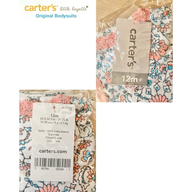 carter's(カーターズ)のカーターズ Carter’s ボディースーツ 半袖 ノースリーブ 70〜80 キッズ/ベビー/マタニティのベビー服(~85cm)(肌着/下着)の商品写真