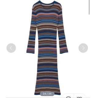 アメリヴィンテージ(Ameri VINTAGE)のAMERI MALTI BORDER KNIT DRESS(ロングワンピース/マキシワンピース)