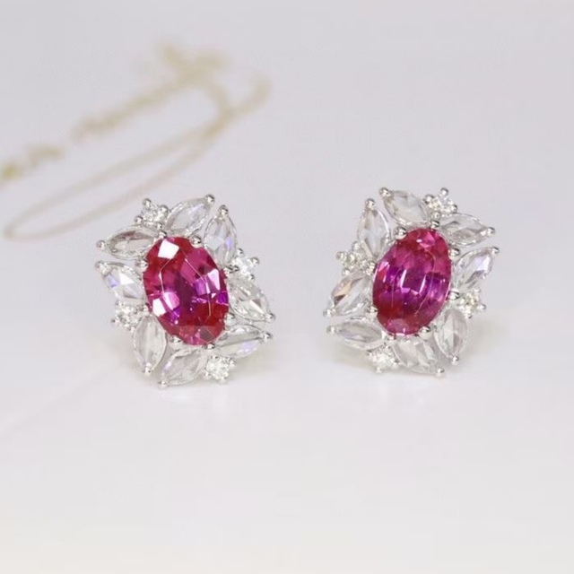 軽量+ストレッチ性+吸水速乾 天然 ルビー ダイヤ ピアス0.44ct k18 f