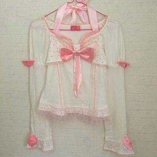 アンジェリックプリティー(Angelic Pretty)の新品　初期タグ　アンジェリックプリティ　カットソー　リボン　チュール(カットソー(長袖/七分))