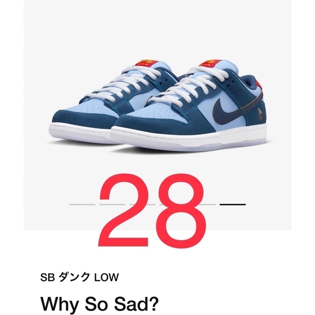 28cm Why So Sad? × Nike SB Dunk Low