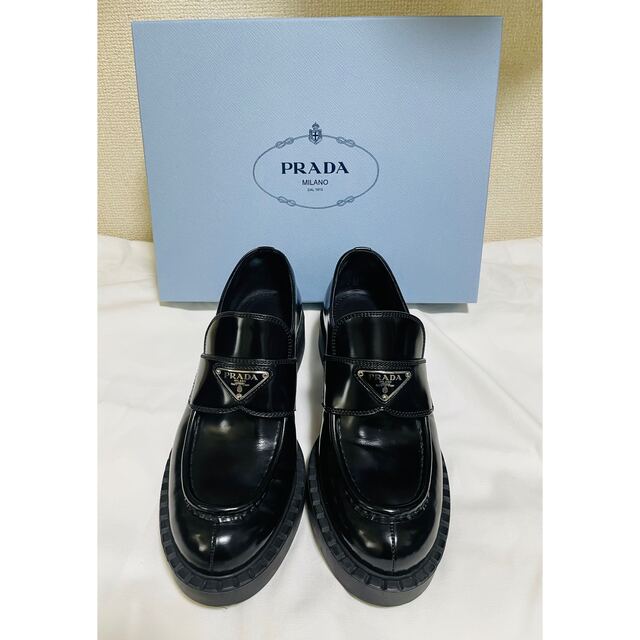 ☆美品☆PRADA プラダ チョコレートブラッシュドレザー ローファー