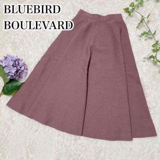 ブルーバードブルバード(BLUEBIRD BOULEVARD)のブルーバードブルバード♡ミラノリブサーキャラースカート ニット ピンク系 S(ひざ丈スカート)