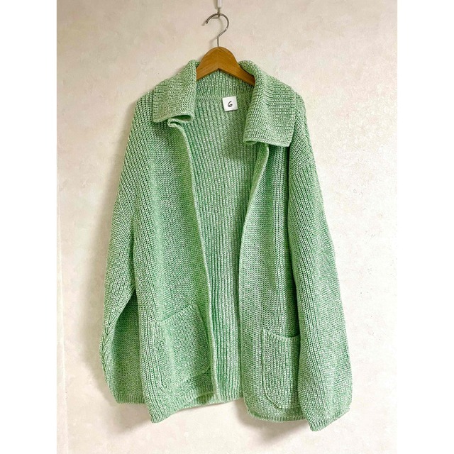 <6(ROKU)>COTON MOKU CARDIGAN ライム - 2