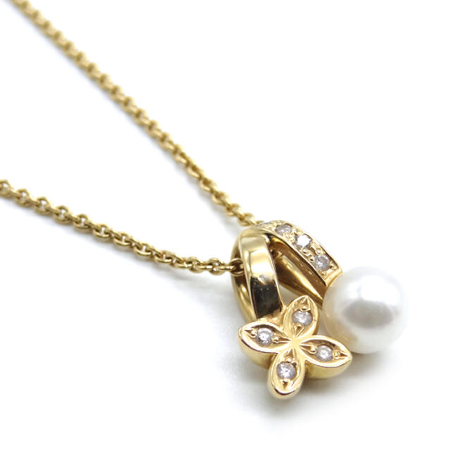 ミキモト パール ダイヤ ネックレス K18イエローゴールド 真珠:5.5mm