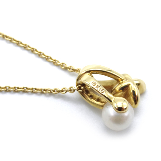ミキモト パール ダイヤ ネックレス K18イエローゴールド 真珠:5.5mm