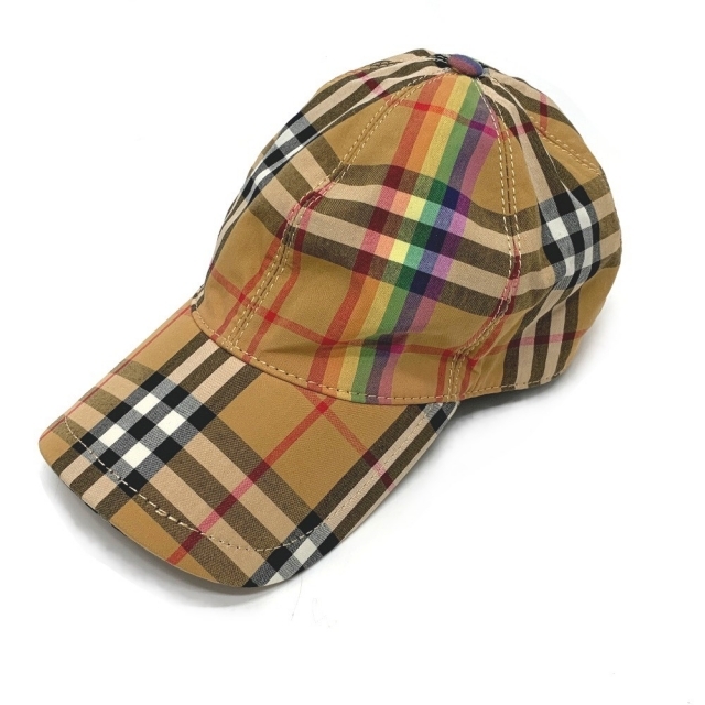 バーバリー BURBERRY チェック 帽子 キャップ コットン ベージュ