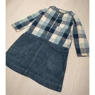 デニムダンガリー(DENIM DUNGAREE)のdenim&dungaree チェック デニム切り替え ワンピース(ワンピース)