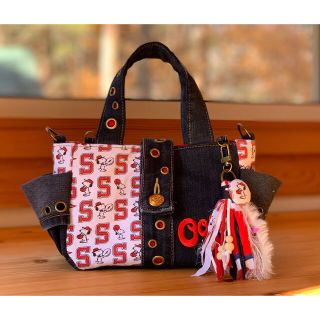 スヌーピー(SNOOPY)のハンドメイド2wayトートバッグSS☆デニムリメイク×スヌーピー   (トートバッグ)