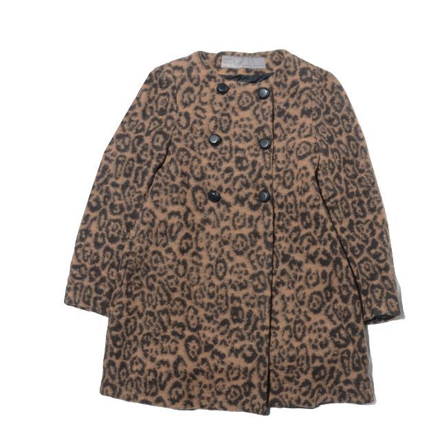 かわいい。ザラZARA もこもこレオパード　ヒョウ柄ノーカラーコート　 M