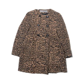 ザラ(ZARA)の かわいい。ザラZARA もこもこレオパード　ヒョウ柄ノーカラーコート　 M(その他)