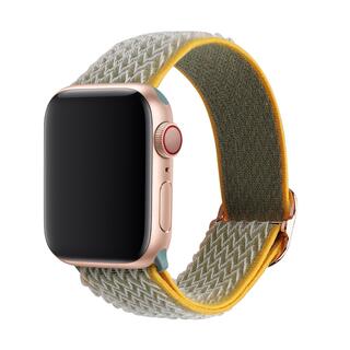 鮮やかイエロー　Apple Watch用 ナイロン製弾性バンド 軽量通気性(腕時計)