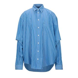 19ss BALENCIAGA ロゴ ストライプ シャツ オーバーサイズ - www