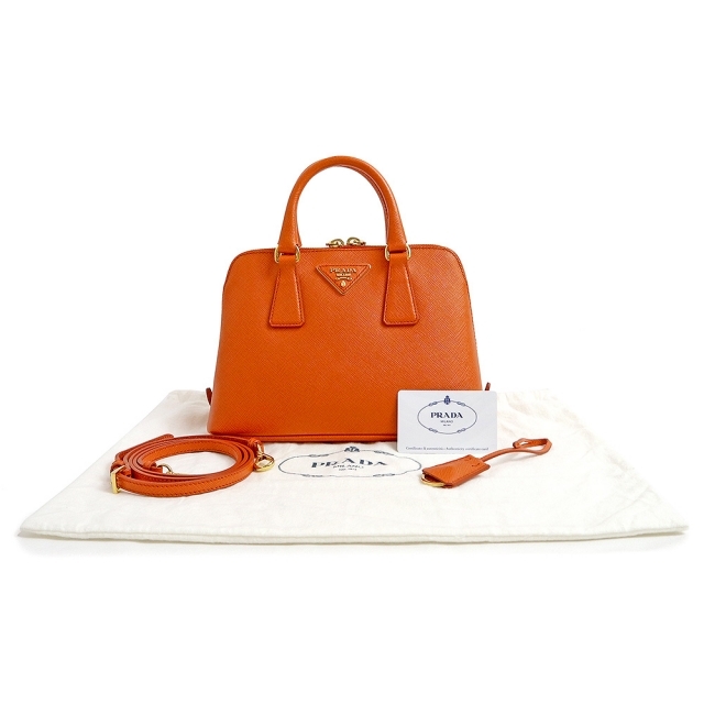 プラダ ハンドバッグ ショルダーバッグ 2WAY 斜め掛け SAFFIANO LUX レザー PAPAYA パパイア オレンジ BL0838 PRADA(未使用 展示品) 2