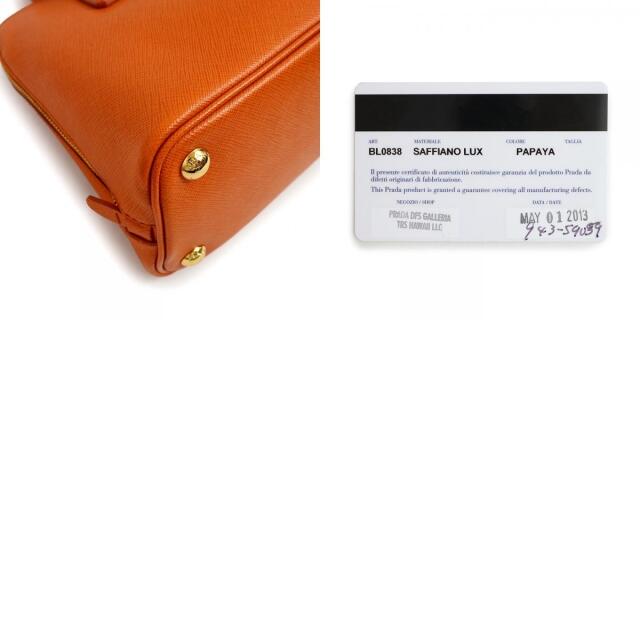 プラダ ハンドバッグ ショルダーバッグ 2WAY 斜め掛け SAFFIANO LUX レザー PAPAYA パパイア オレンジ BL0838 PRADA(未使用 展示品) 10