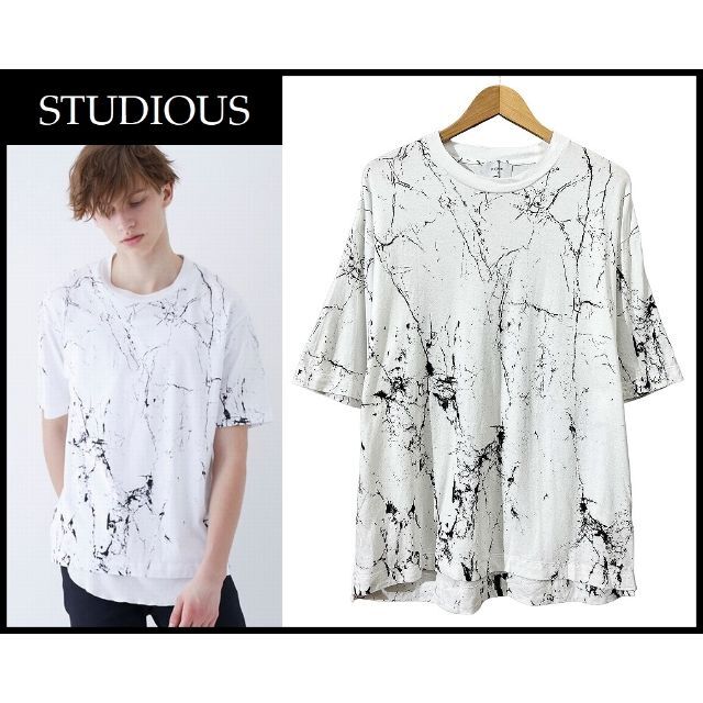 STUDIOUS - G② ステュディオス ランダム ペイント プリント ビッグ Tシャツ 1 白の通販 by raku 2nd shop