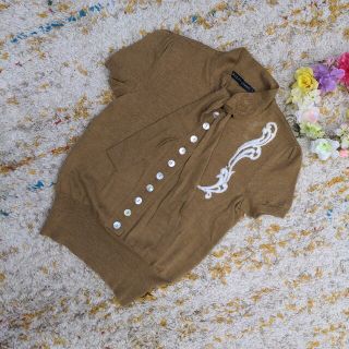 ラルフローレン(Ralph Lauren)のラルフローレン ウール半袖ニット　ボウタイ 刺繍 Lサイズ(ニット/セーター)