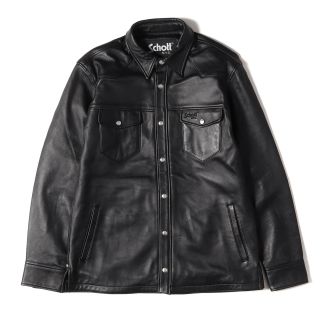 ショット(schott)のSchott ショット ジャケット ラムスキンレザー シャツ LAMB LEATHER SHIRT ブラック 黒 L アウター ブルゾン 【メンズ】【中古】【美品】(レザージャケット)