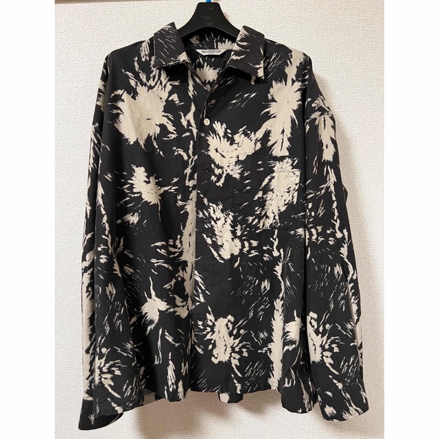 Wolf Print Nel Open Collar Shirt COOTIE