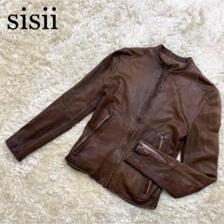 シシ(sisi)の希少品♪ sisiiシシ ノーカラーライダースジャケット☆ラムレザー(ライダースジャケット)