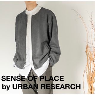 センスオブプレイスバイアーバンリサーチ(SENSE OF PLACE by URBAN RESEARCH)のノーカラージャケット　センスオブプレイス　アーバンリサーチ　グレーLスウェード(ノーカラージャケット)