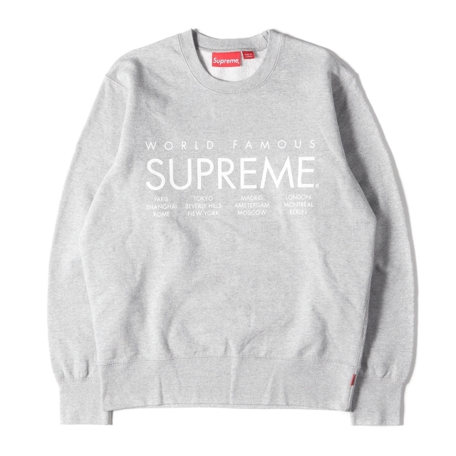 スウェットSupreme シュプリーム スウェット インターナショナルロゴ クルーネックスウェット トレーナー International Crewneck 15SS ヘザーグレー S トップス 長袖 【メンズ】