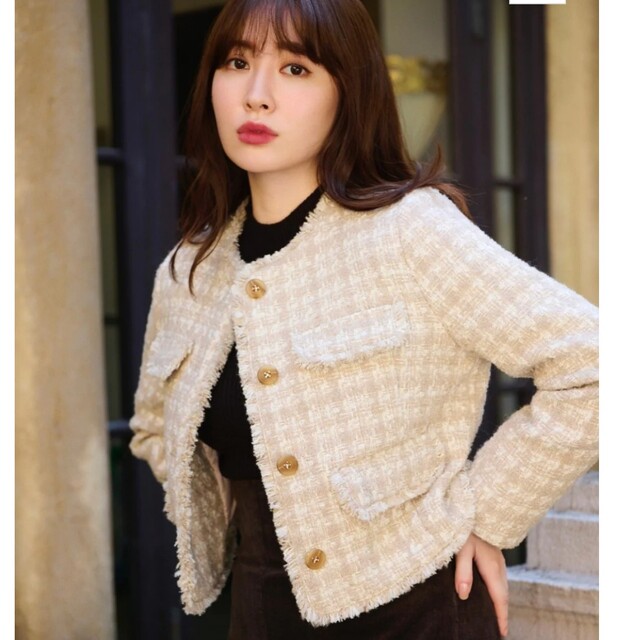 Wool-Blend Fancy Tweed Jacket