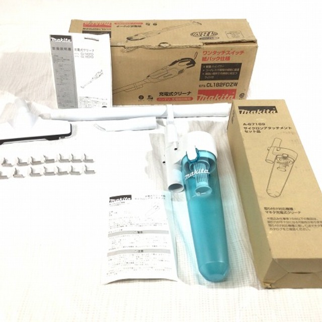 ☆美品☆makita マキタ 18V 充電式クリーナー CL182FDZW 白/ホワイト サイクロンアタッチメント付き 掃除機 61418