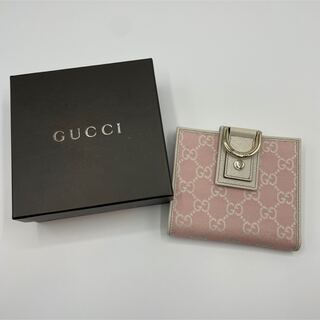 グッチ(Gucci)のグッチ 二つ折り財布 GG柄 ピンク×ホワイト GUCCI 二つ折りサイフ 財布(折り財布)