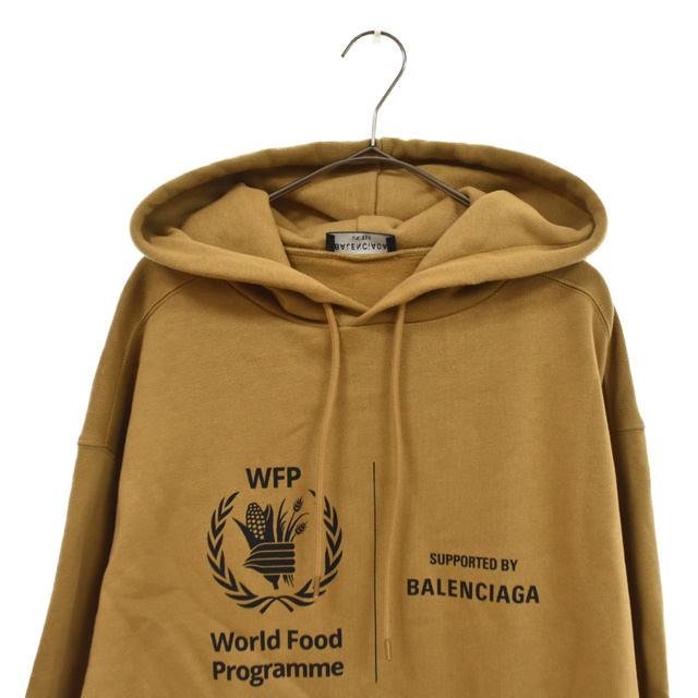 Balenciaga BALENCIAGA バレンシアガ 19SS WFPS World Food Programme WFP ロゴプリントプルオーバーパーカー フーディ 600583 TJVK4 ベージュ Balenciaga BALENCIAGA バレンシアガ 19SS WFPS World Food Programme WFP ロゴプリントプルオーバーパーカー フーディ 600583 TJVK4 ベージュ