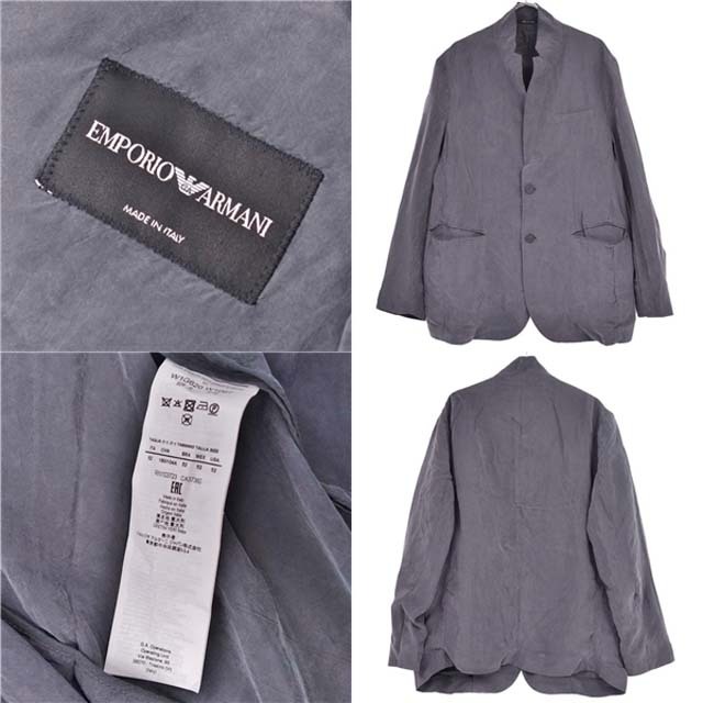 Emporio Armani(エンポリオアルマーニ)の美品 エンポリオアルマーニ EMPORIO ARMANI ジャケット テーラードジャケット 無地 アウター メンズ 52(L相当) グレー メンズのジャケット/アウター(テーラードジャケット)の商品写真