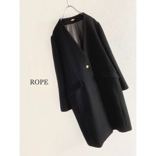 ロペ(ROPE’)のROPE' ロペ ウールビーバー ノーカラーコート ブラック(ロングコート)