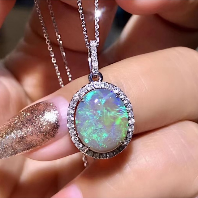 正式的 ダイヤ 天然オパール ネックレス2.97ct ¥ k18 ネックレス - www