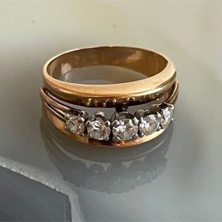 フランスアンティーク ダイヤモンドダブルリング18k(リング(指輪))