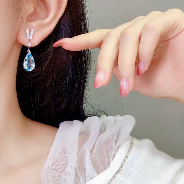 天然アクアマリン ダイヤ ピアス8ct k18 ¥ - ピアス