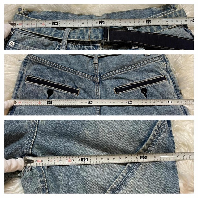 sacai(サカイ)の本物 コレクションモデル サカイ ベルト付き リメイクデザイン デニムパンツ  メンズのパンツ(デニム/ジーンズ)の商品写真